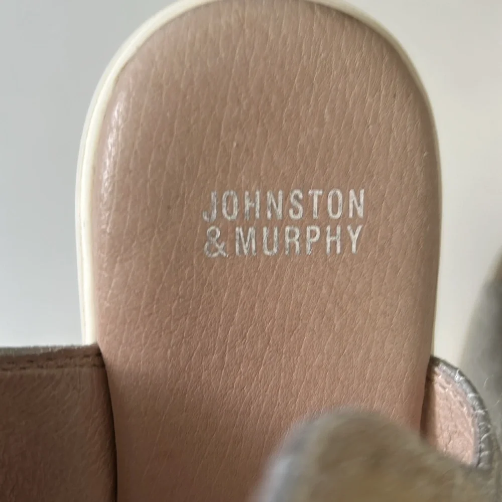 Johnson & Murphy Platform Metallic Silver Sandals